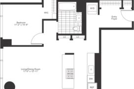 1 bedroom corner unit floor plan