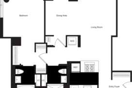 1.5 bedroom unit floor plan