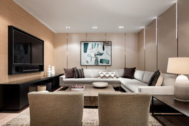 The private resident's lounge is designed by architect Robert A.M. Stern.