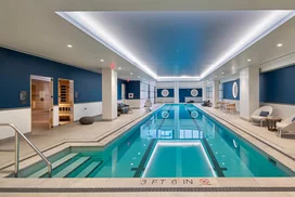 The indoor 75-foot Lap Pool and oversized hot tub is accessible year-round.