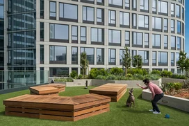 Private 5,600-square-foot landscaped rooftop dog park.