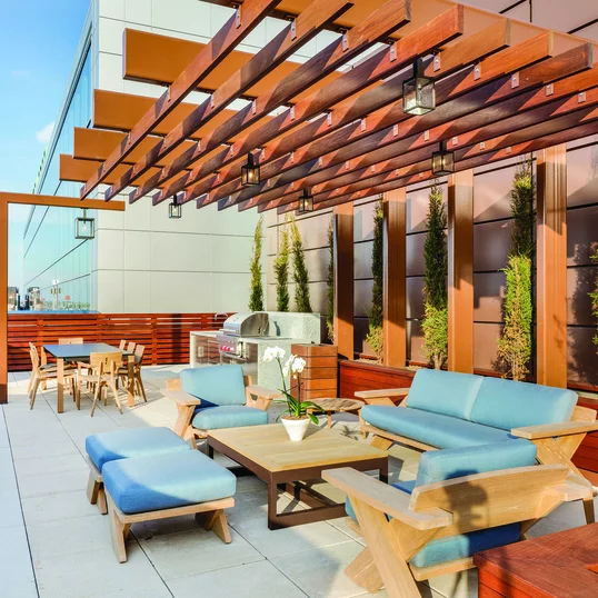 Relax with beautiful views of Boston on the rooftop deck